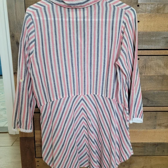 Anthropologie Isabella Sinclair Red White Blue Striped Top - Picture 3 of 7
